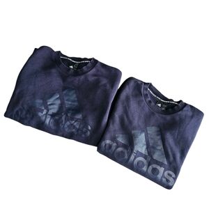 2 Pcs Adidas Men's Dark Blue Crewneck Sweater